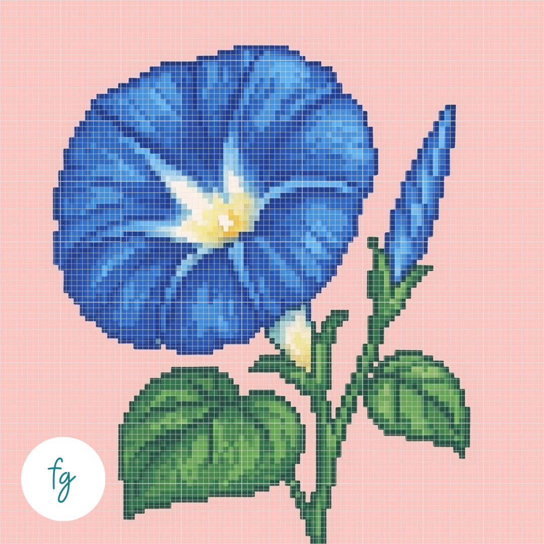 September, Blue Morning Glory | Mini Diamond Painting
