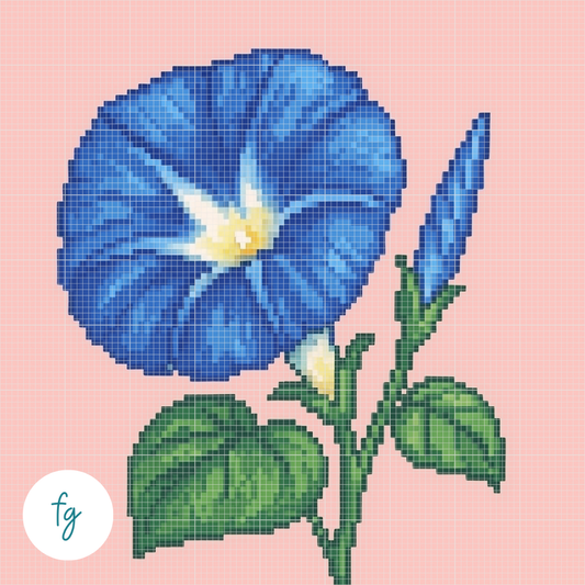 September, Blue Morning Glory | Mini Diamond Painting