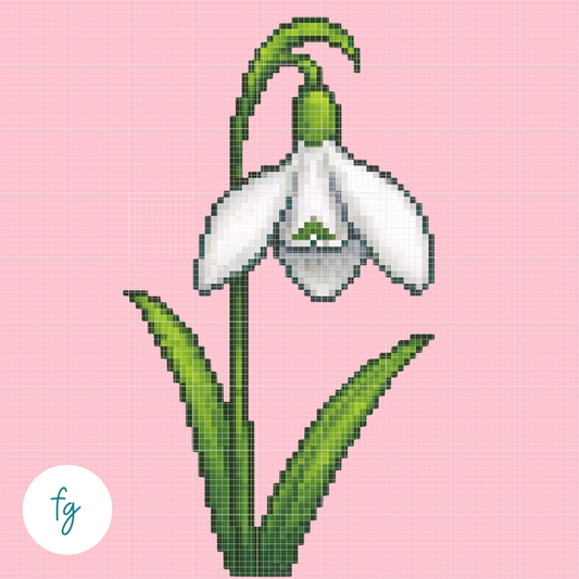 January, Snowdrop | Mini Diamond Painting