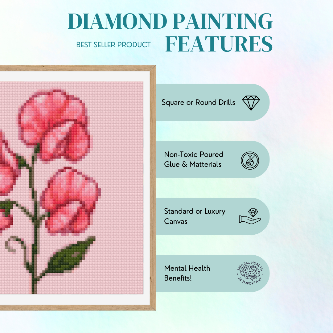 April, Sweet Pea | Mini Diamond Painting