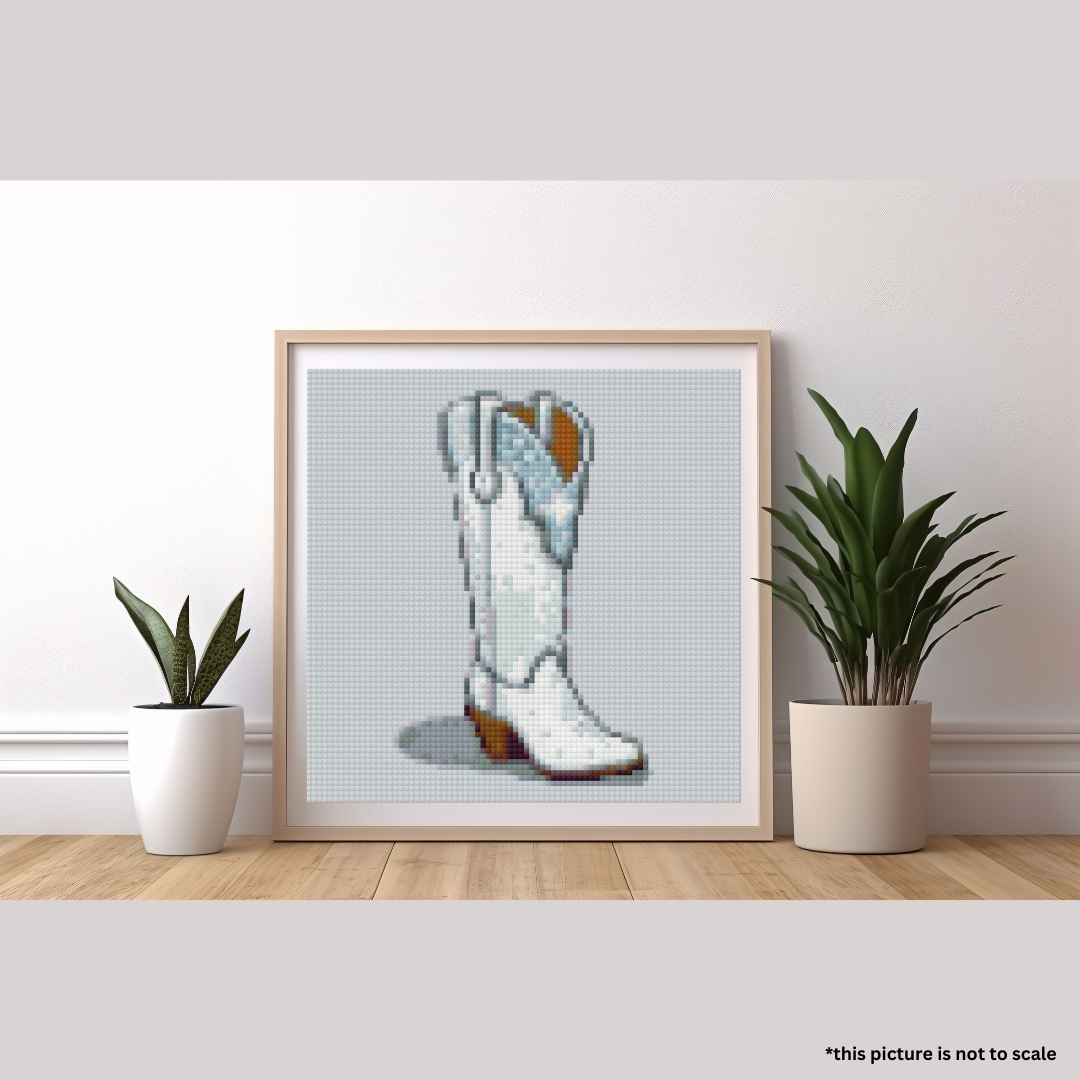 White Sparkle Nashville Boot | Mini Diamond Painting