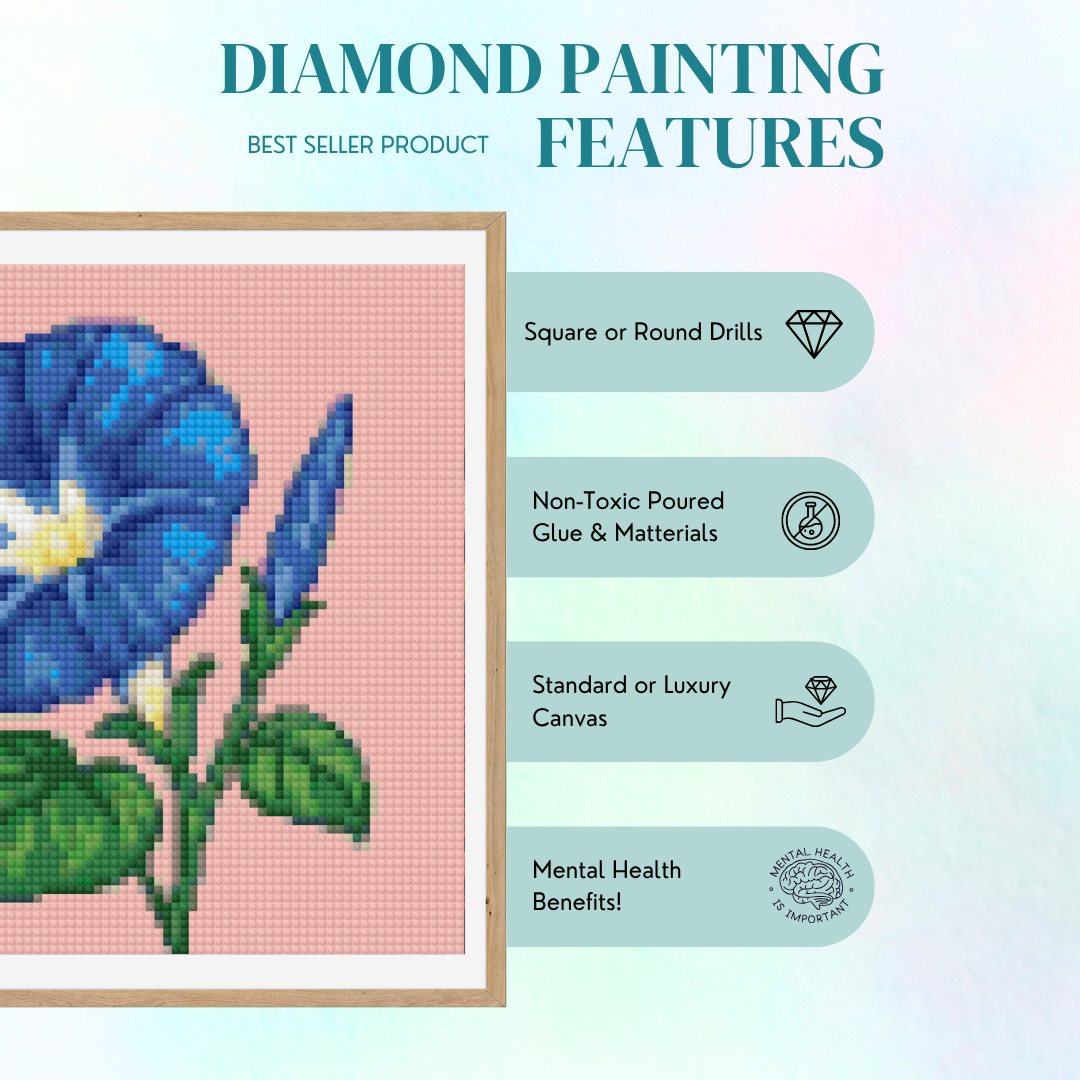 September, Blue Morning Glory | Mini Diamond Painting