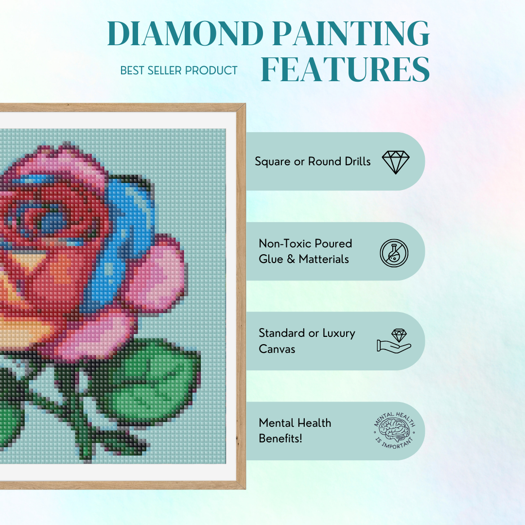 Rainbow Rose | Mini Diamond Painting