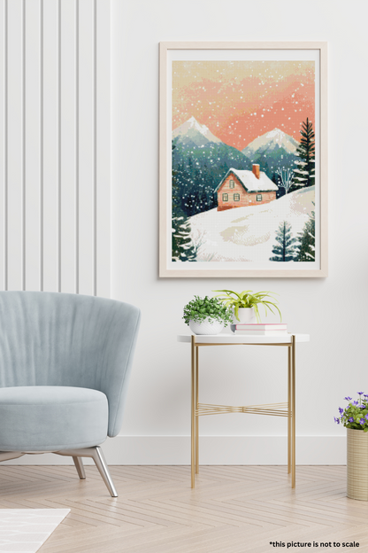 Snowy Mountain Retreat | Portrait Diamond Painting