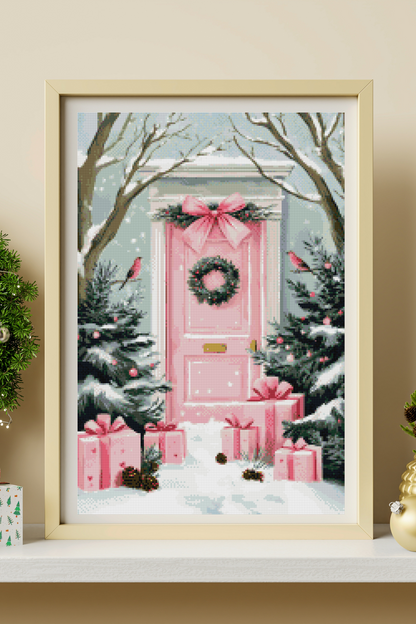 A Rosy Christmas Greeting | Portrait Diamond Painting