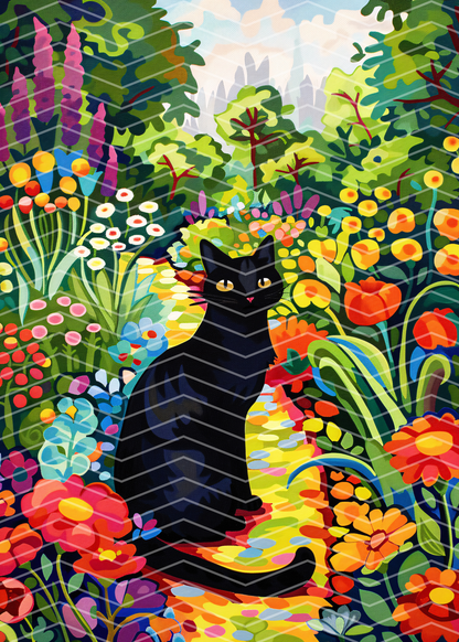 Black Cat's Kaleidoscope | Portrait Diamond Painting