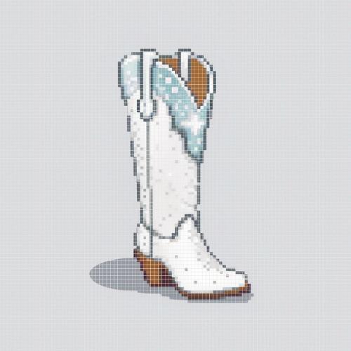 White Sparkle Nashville Boot | Mini Diamond Painting