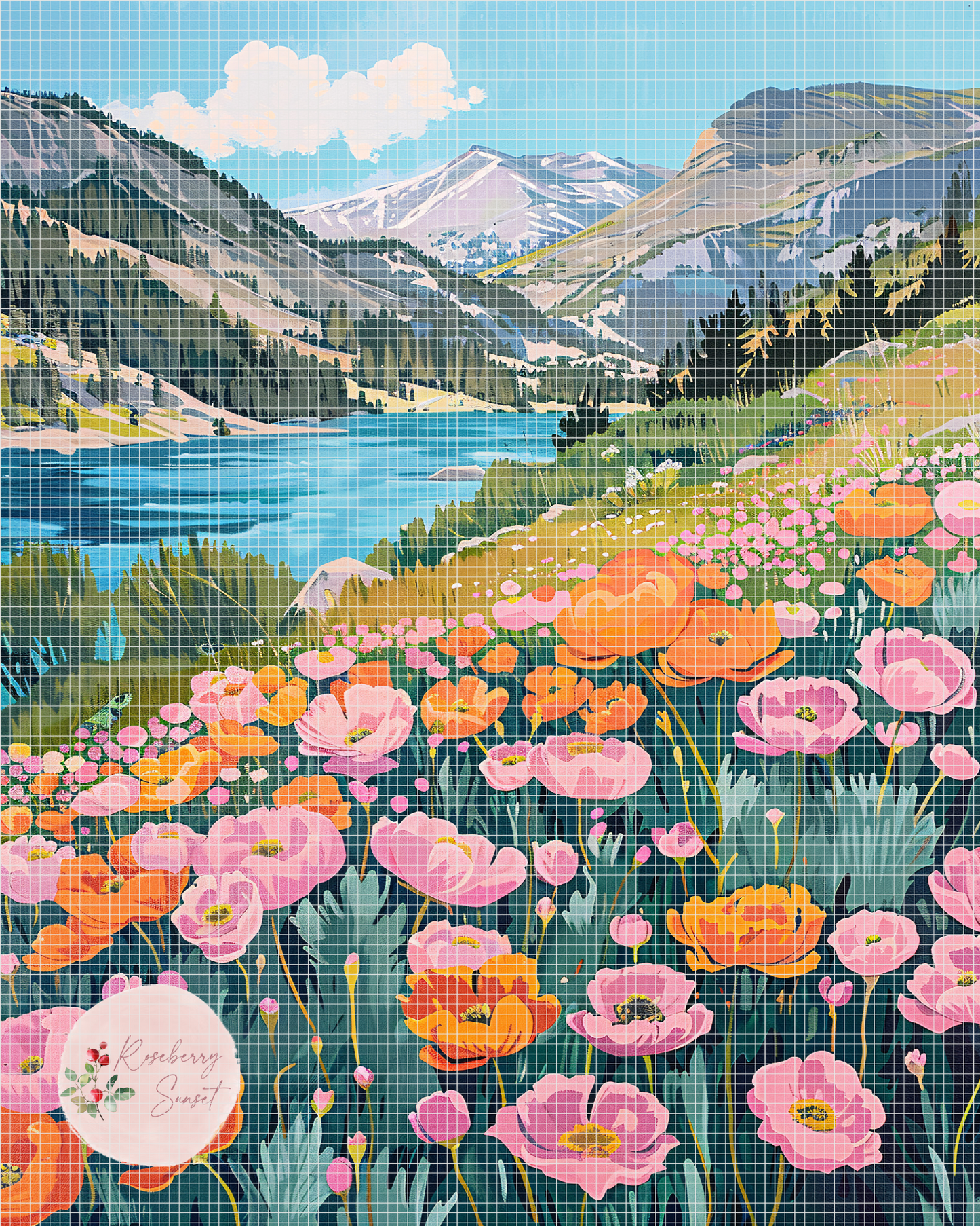 Flower Haven Valley | Portrait Diamond Painting