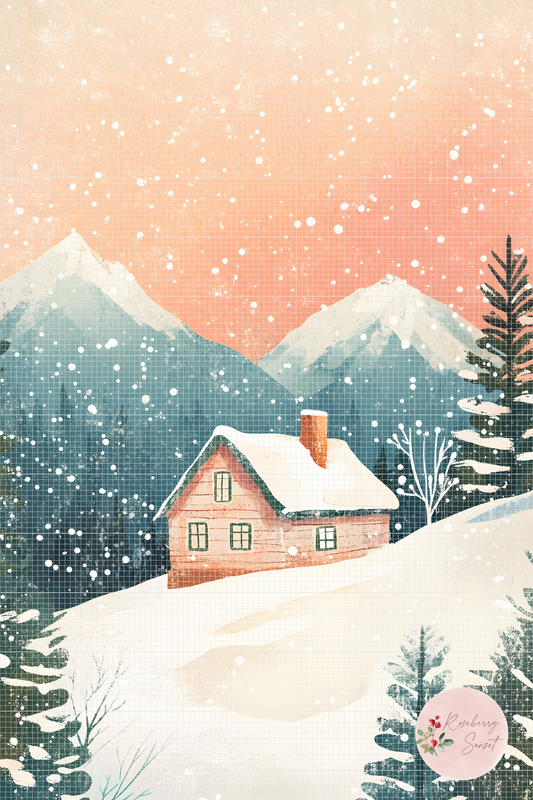 Snowy Mountain Retreat | Portrait Diamond Painting