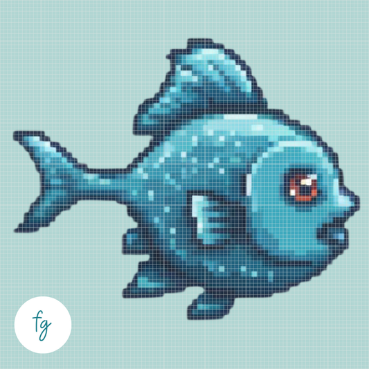 🎁 Blue Fish | Mini Diamond Painting (100% off)