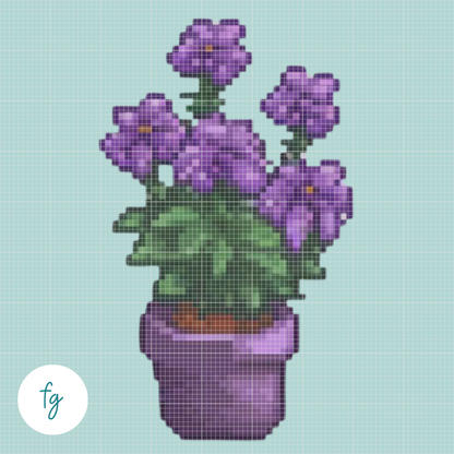 Purple Flowers | Mini Diamond Painting