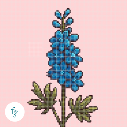 July, Larkspur | Mini Diamond Painting
