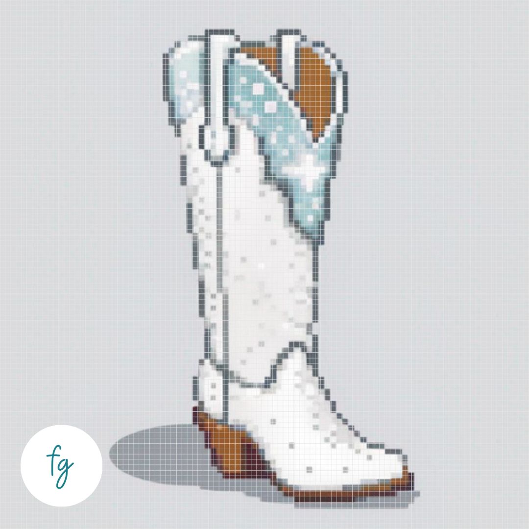 White Sparkle Nashville Boot | Mini Diamond Painting