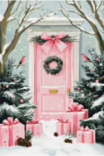 A Rosy Christmas Greeting | Portrait Diamond Painting