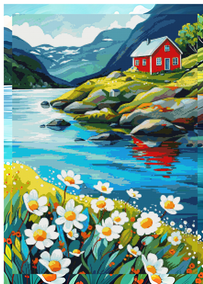 Daisy Shore Retreat | Portrait Diamond Painting