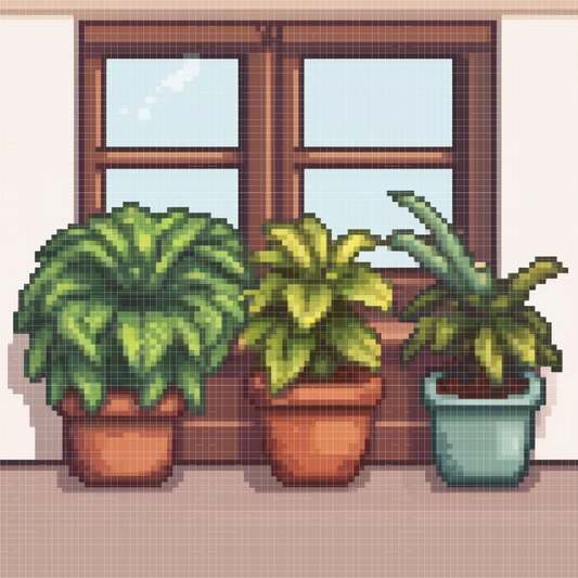 🎁 Window Plants | Mini Diamond Painting (100% off)