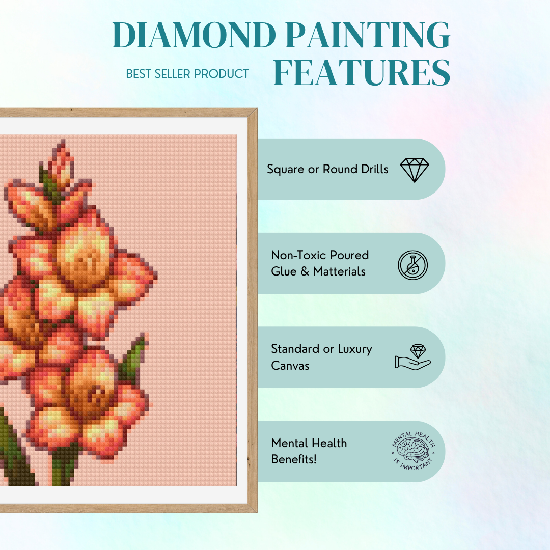 August, Gladiolus | Mini Diamond Painting