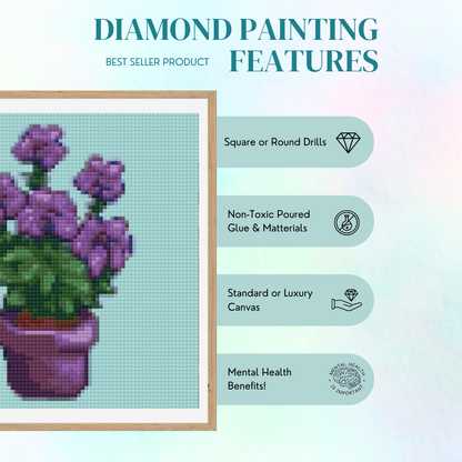 Purple Flowers | Mini Diamond Painting