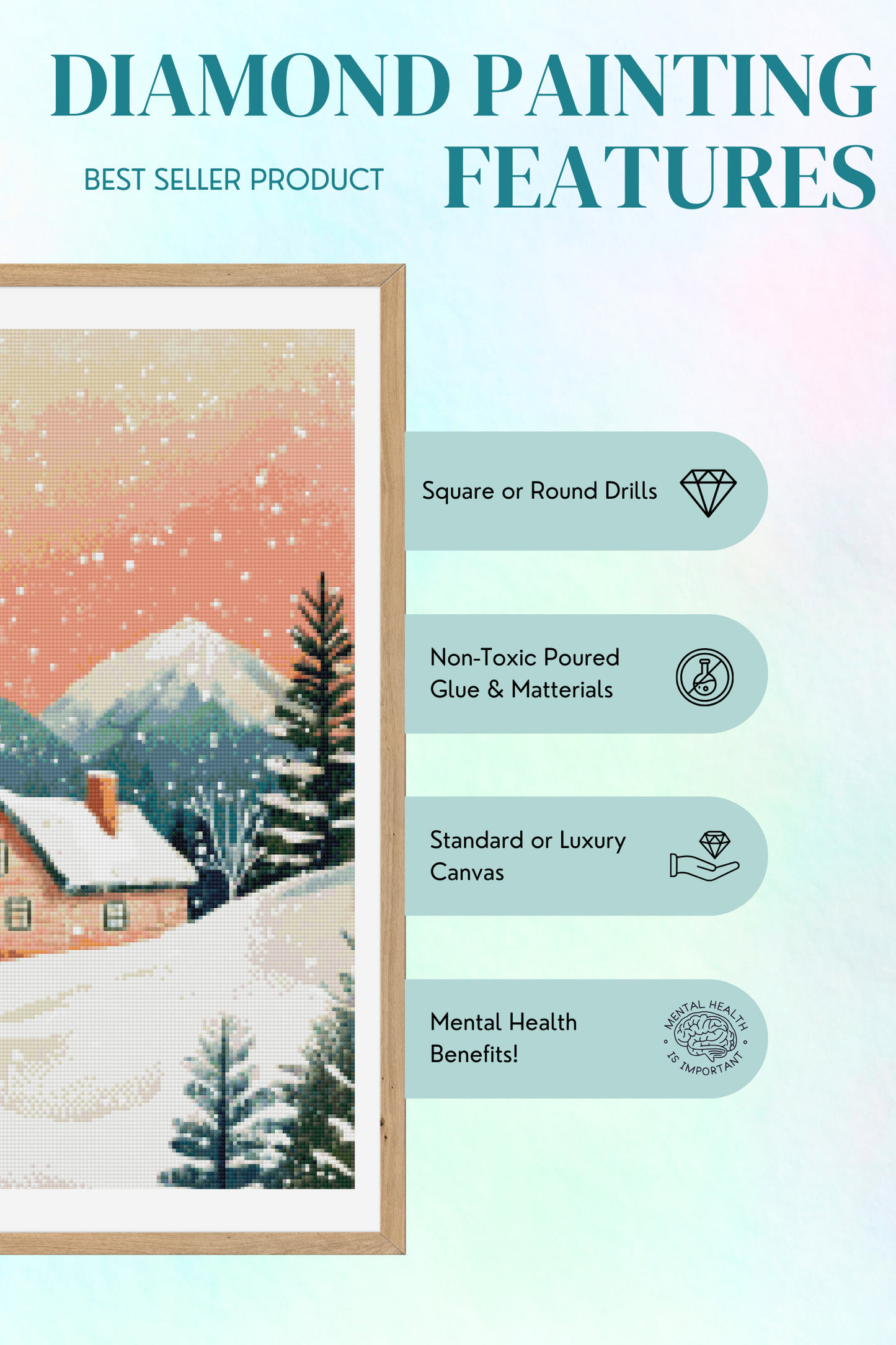 Snowy Mountain Retreat | Portrait Diamond Painting