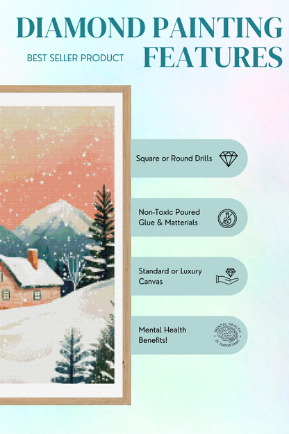 Snowy Mountain Retreat | Portrait Diamond Painting