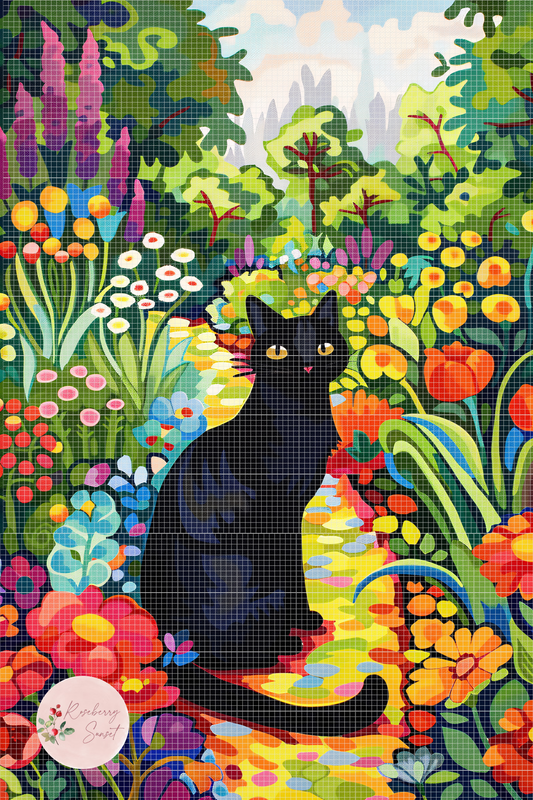 Black Cat's Kaleidoscope | Portrait Diamond Painting